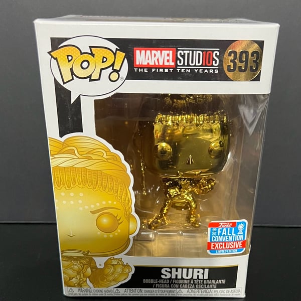 Funko Pop! Marvel Studios The First Ten Years Shuri #393 Gold Chrome Vinyl New