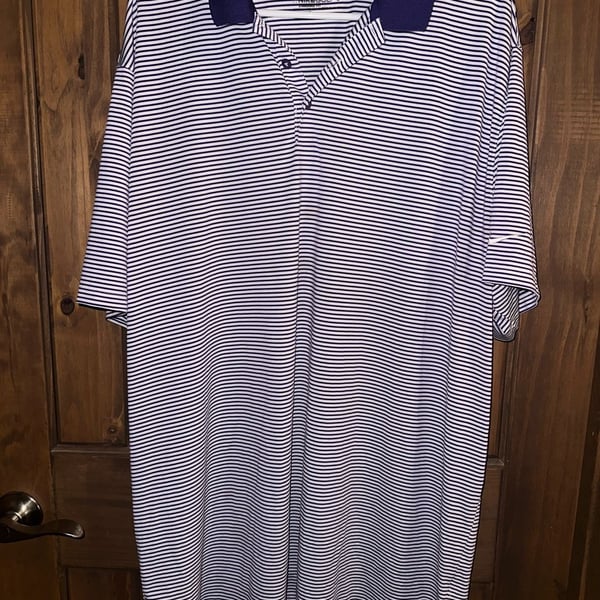 Nike Golf Polo Shirt Size 3XL Purple White Striped Dri-Fit