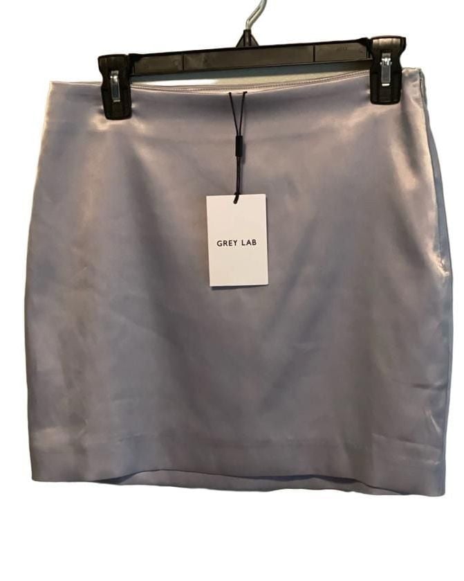 Anthropologie Silver Satin Mini Skirt Metallic Holiday Glam Clubing Sz M, NWT 2