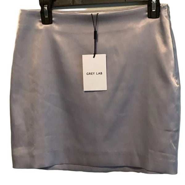 Anthropologie Silver Satin Mini Skirt Metallic Holiday Glam Clubing Sz M, NWT