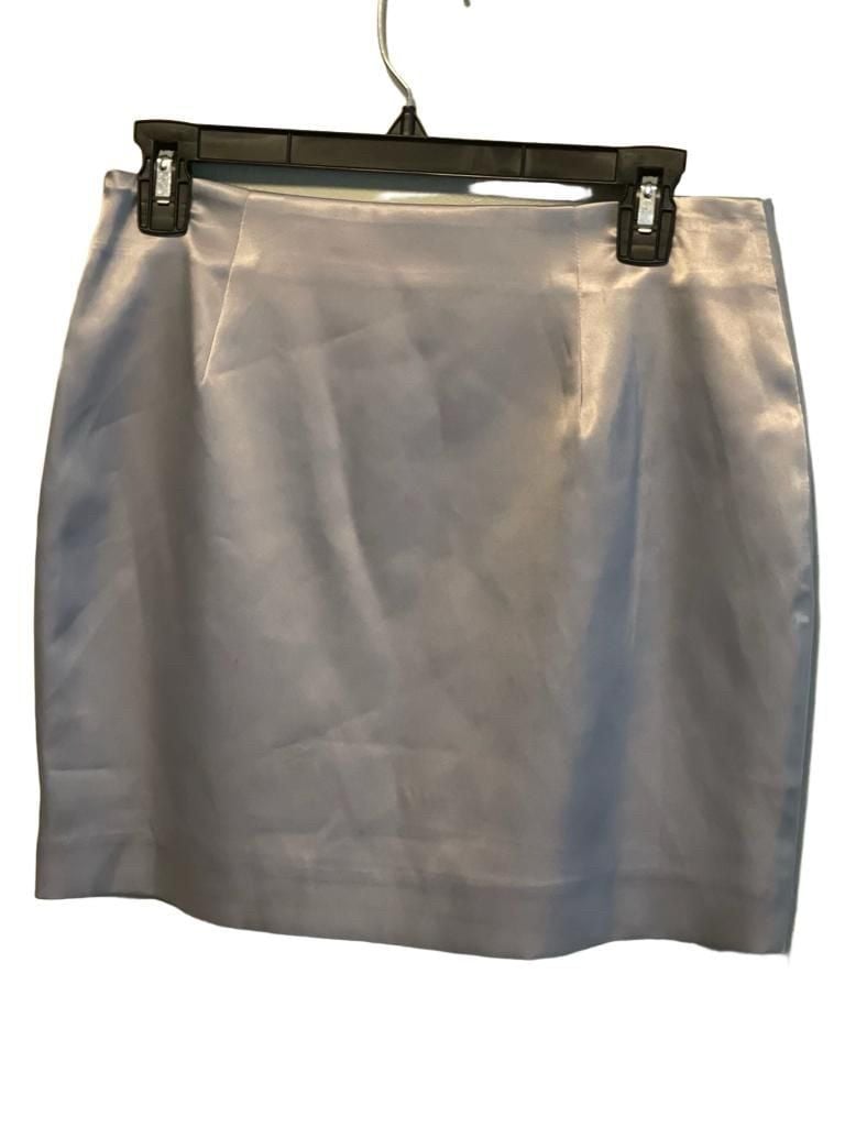 Anthropologie Silver Satin Mini Skirt Metallic Holiday Glam Clubing Sz M, NWT 3