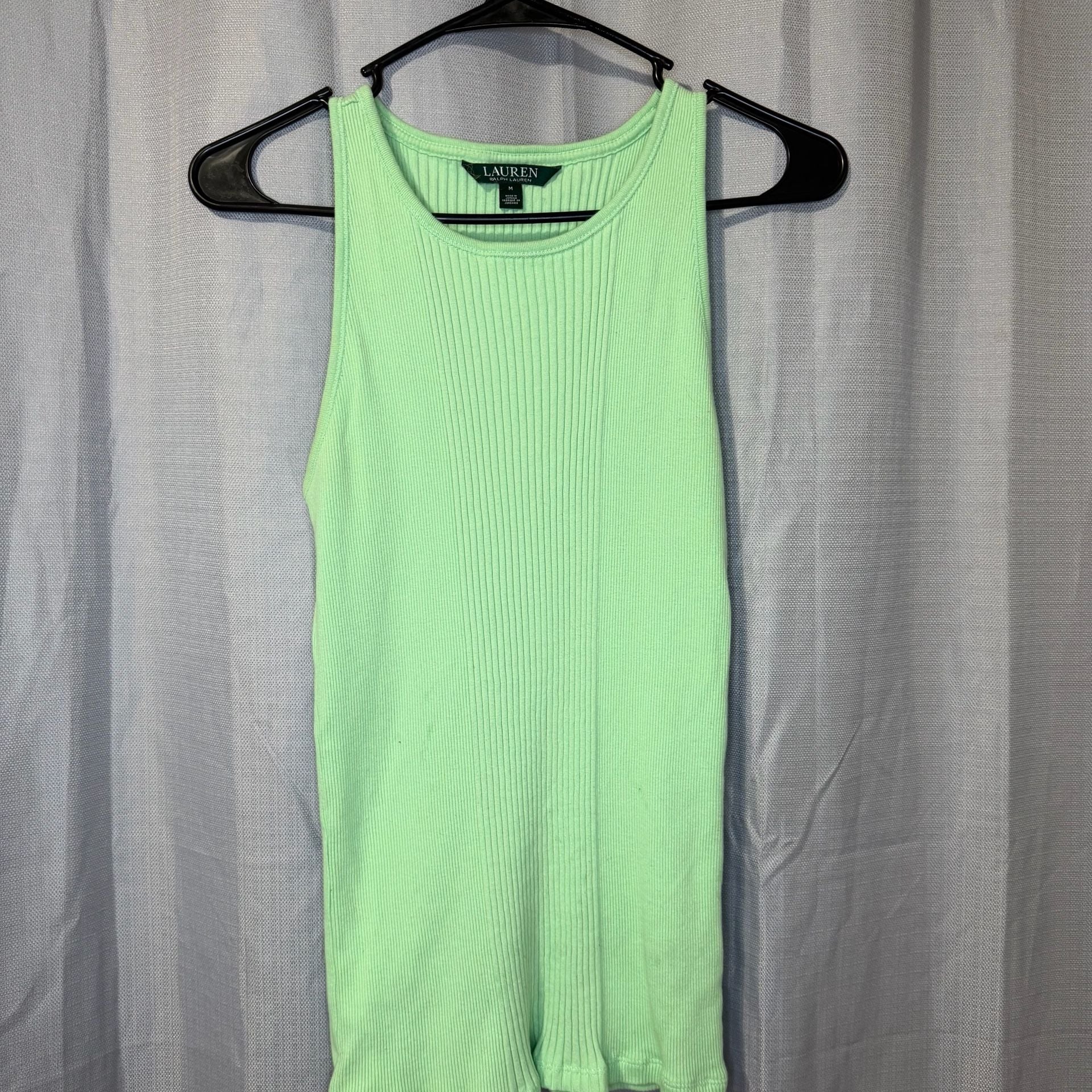Lauren Ralph Lauren Tank Top Size M Light Green Ribbed 2