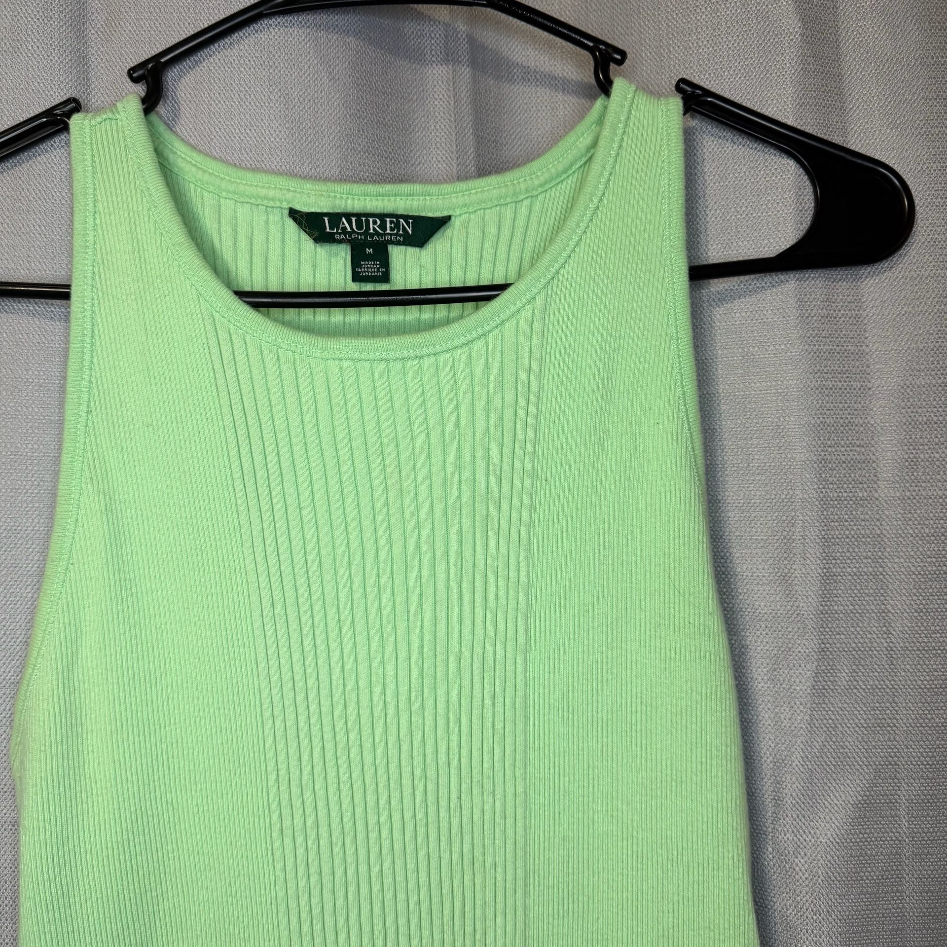 Lauren Ralph Lauren Tank Top Size M Light Green Ribbed 3