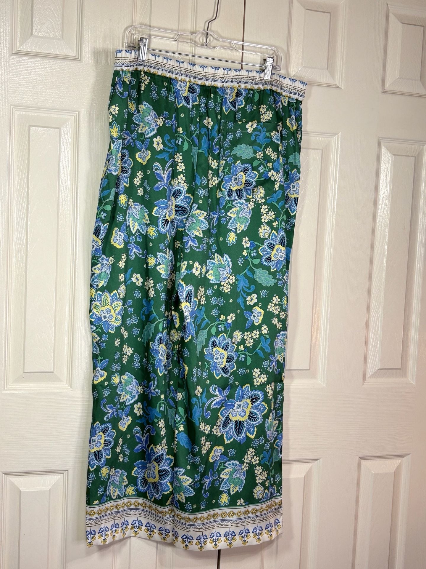 maeve Wide Leg Pants Size XL Green Floral Printed Palazzo 9
