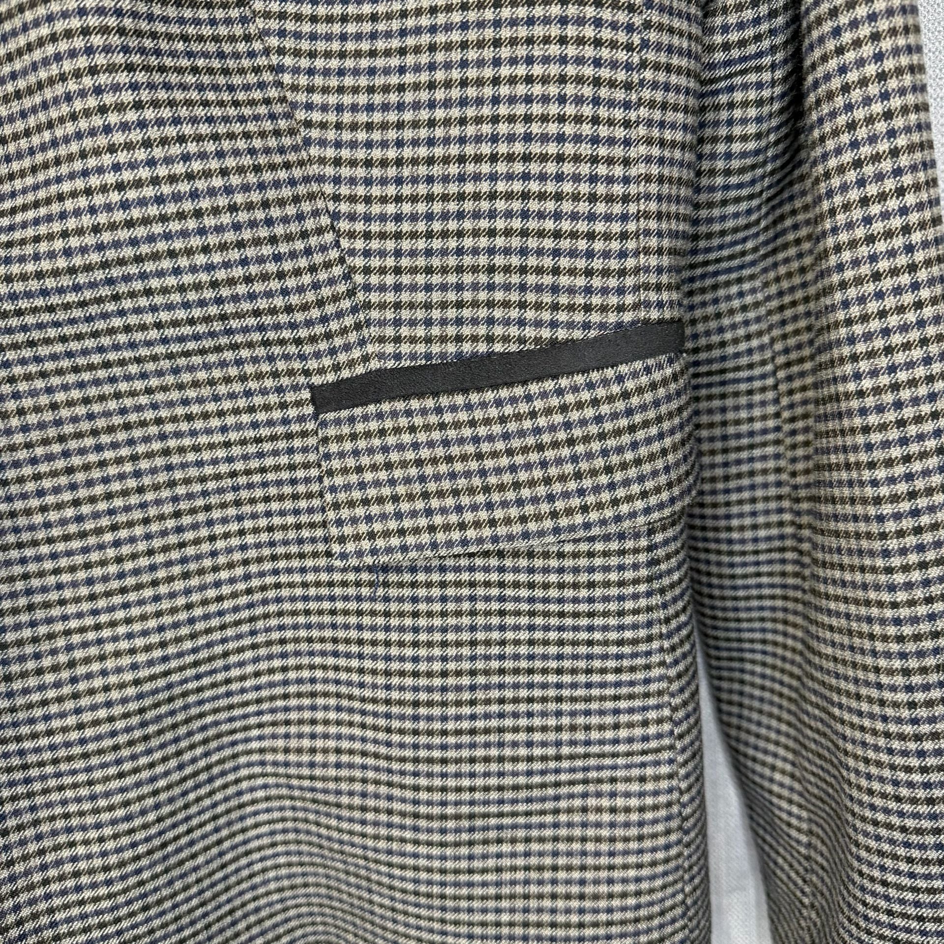 Massimo Fabbro Houndstooth Blazer Size S Gray Check Jacket Elbow Patches 6
