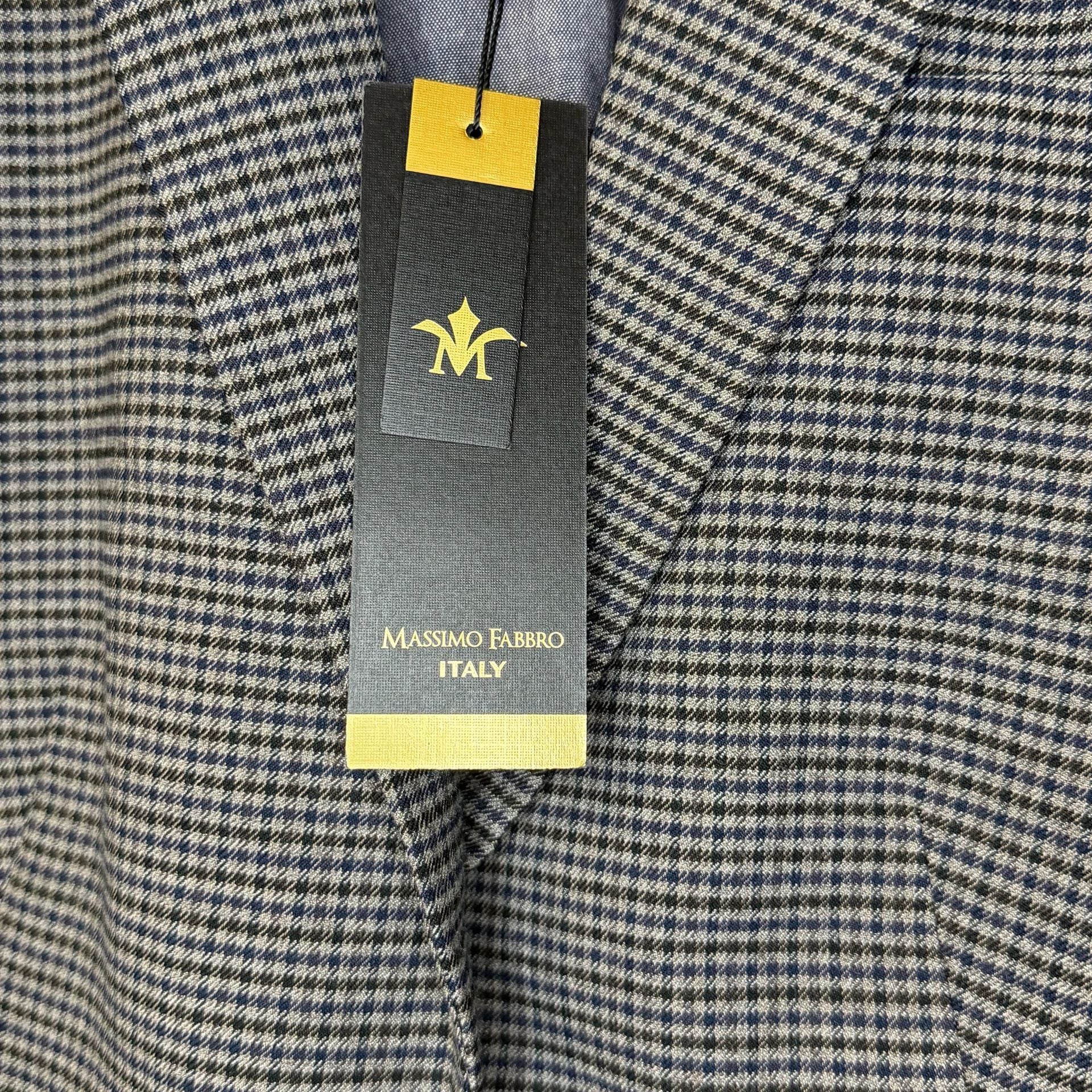 Massimo Fabbro Houndstooth Blazer Size S Gray Check Jacket Elbow Patches 9