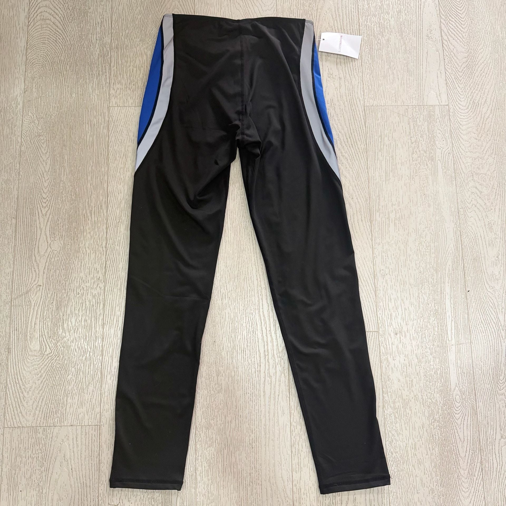 LUXEFASHION Leggings Size L Blue Black White Colorblock Activewear 4