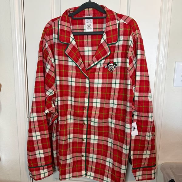 NWT Disney Santa Minnie Mouse Plaid Pajama Set Size 3X