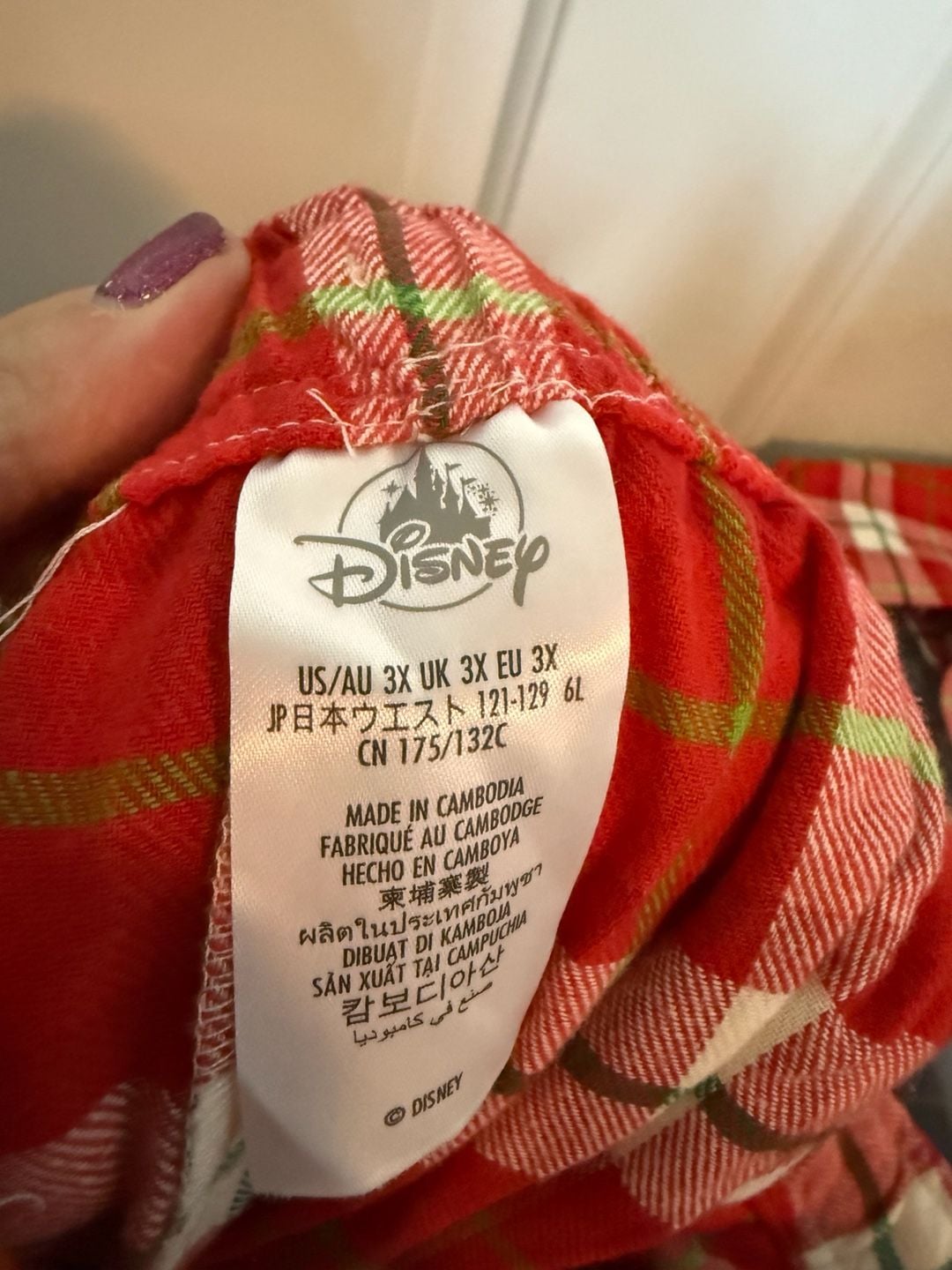 NWT Disney Santa Minnie Mouse Plaid Pajama Set Size 3X 4