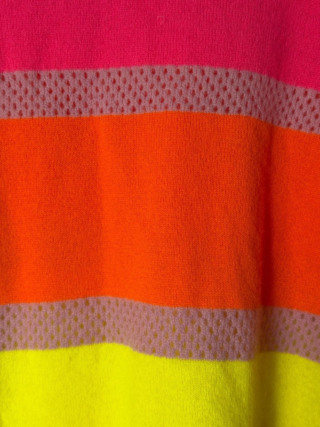Brodie Cashmere Colorblock Sweater Pink, Orange, and Yellow Sweater 6