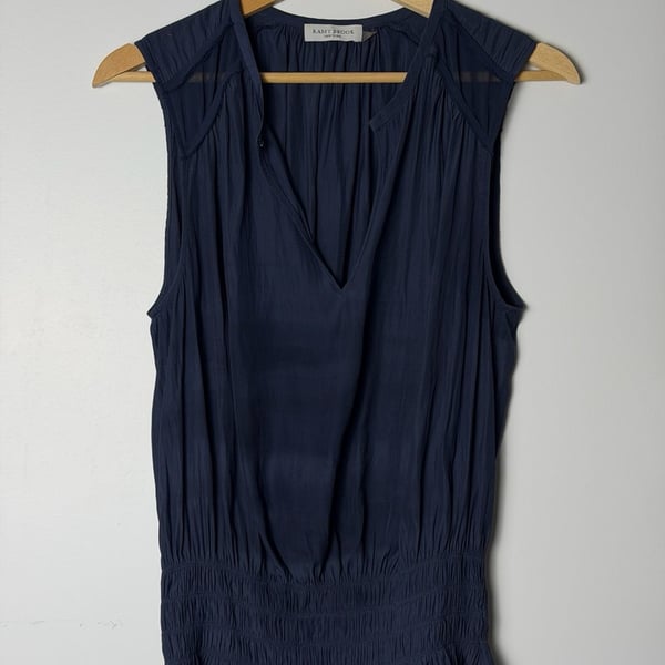 Ramy Brook Sleeveless V-Neck Blouse Navy Blue
