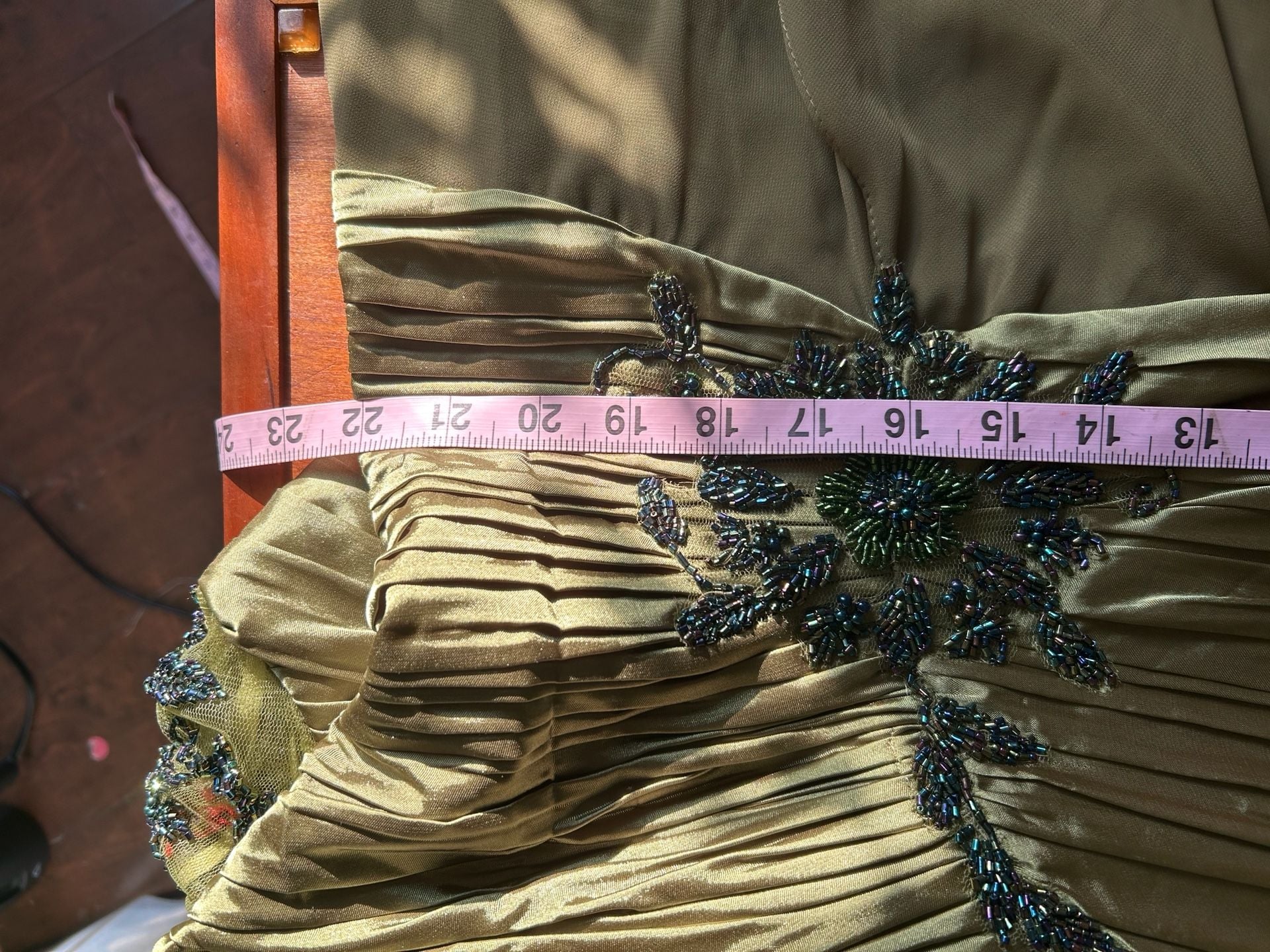 May Queen Couture Beaded Ruched Evening Gown 8