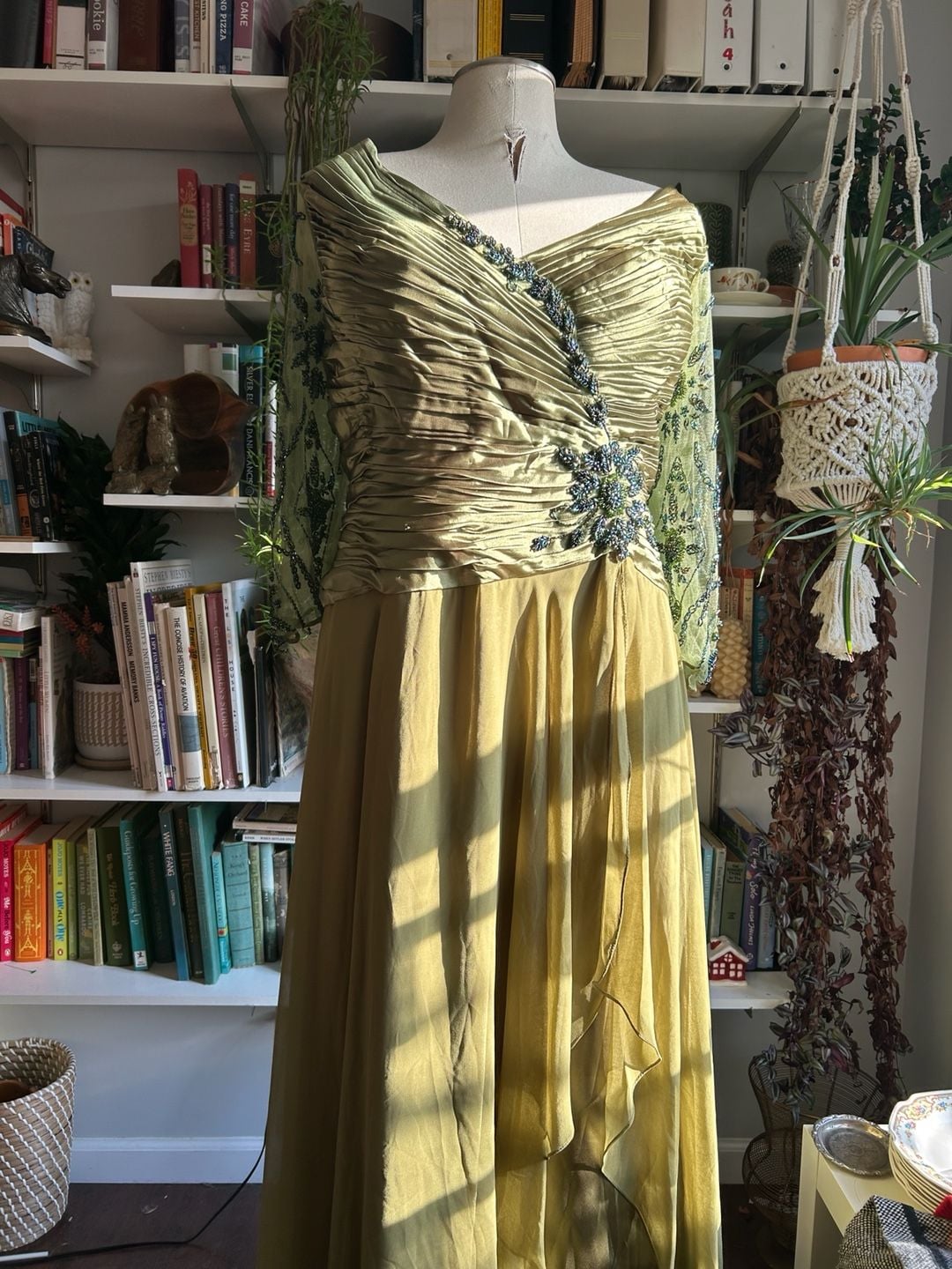 Mayqueen Couture Evening Dress Size 5XL Sage Green Beaded Long Sleeve 2