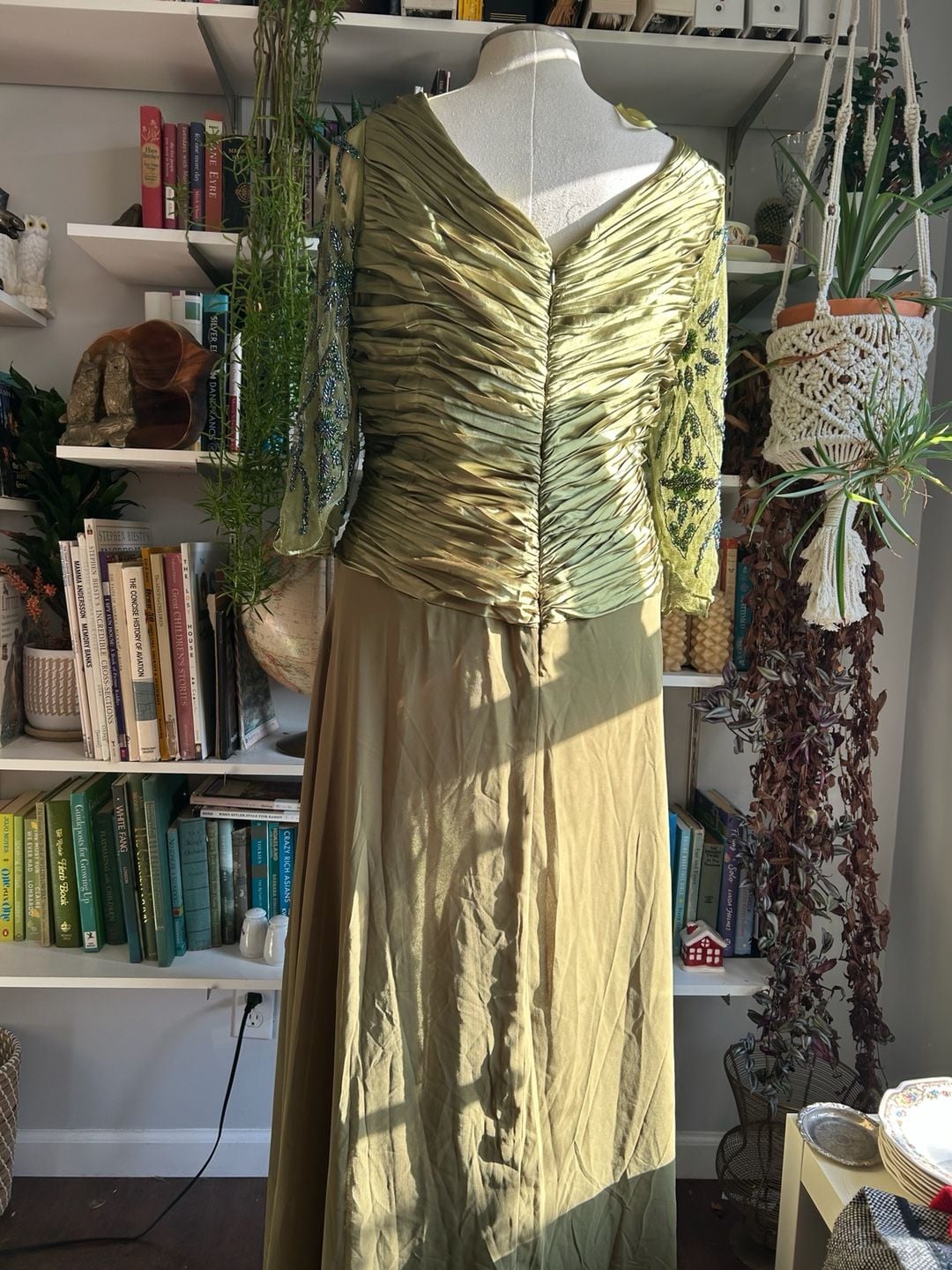 Mayqueen Couture Evening Dress Size 5XL Sage Green Beaded Long Sleeve 3