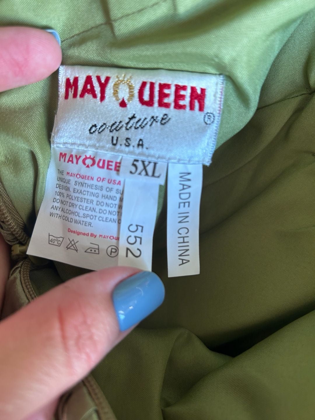 Mayqueen Couture Evening Dress Size 5XL Sage Green Beaded Long Sleeve 7