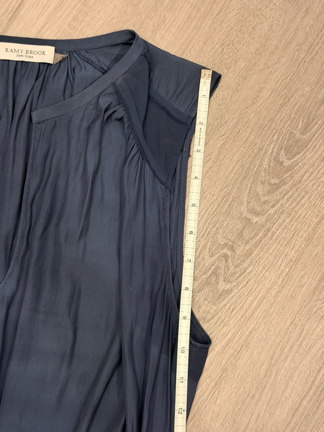 Ramy Brook Sleeveless V-Neck Blouse Navy Blue 9