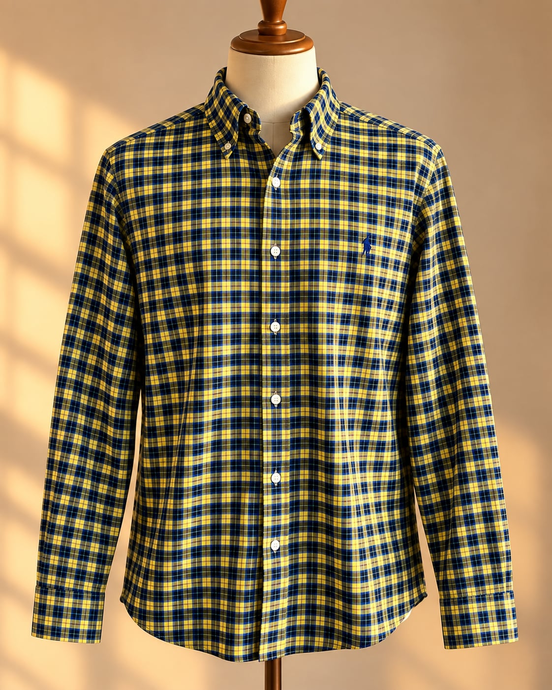 Polo Ralph Lauren Plaid Button Down Shirt Size XL Yellow Blue Long Sleeve 2