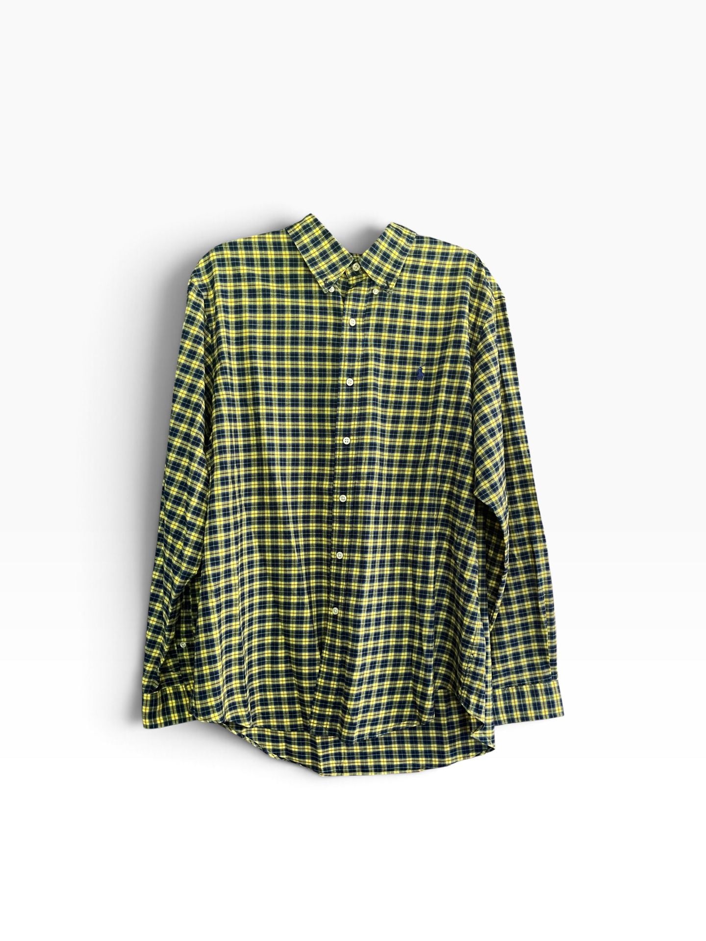 Polo Ralph Lauren Plaid Button Down Shirt Size XL Yellow Blue Long Sleeve 3