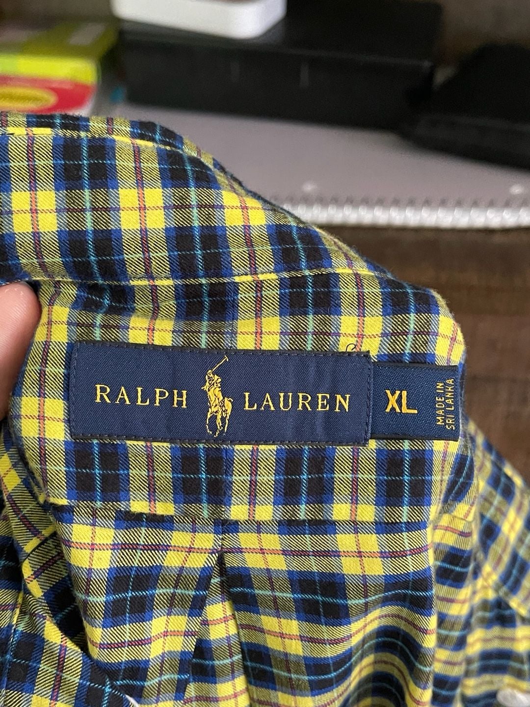 Polo Ralph Lauren Plaid Button Down Shirt Size XL Yellow Blue Long Sleeve 6