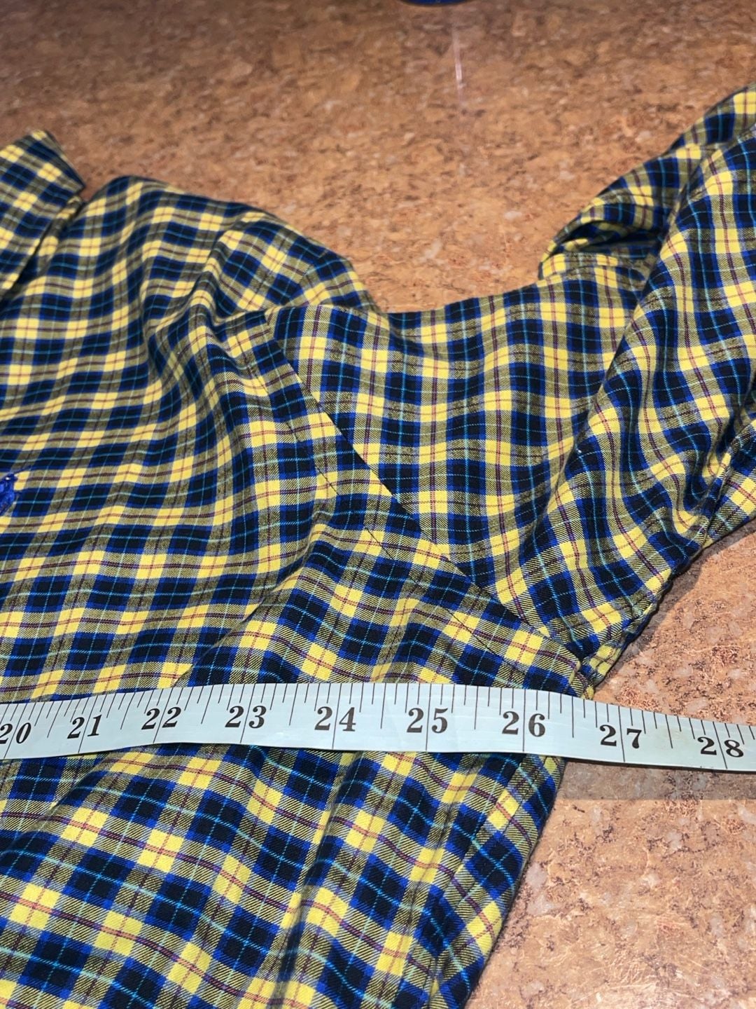 Polo Ralph Lauren Plaid Button Down Shirt Size XL Yellow Blue Long Sleeve 14