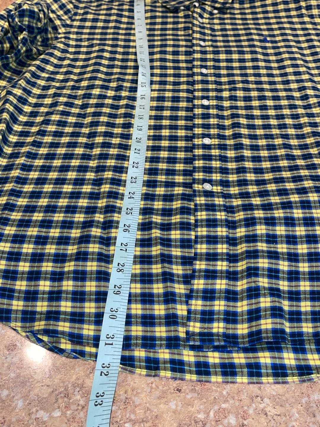 Polo Ralph Lauren Plaid Button Down Shirt Size XL Yellow Blue Long Sleeve 16