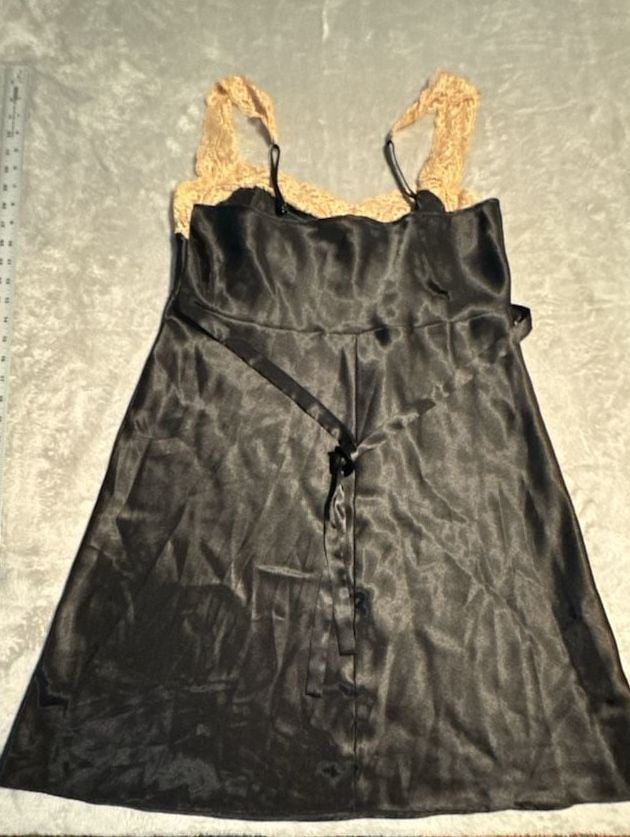 Victoria's Secret Chemise women’s L Black Satin Lace Trim Nightie Slip Dress 6