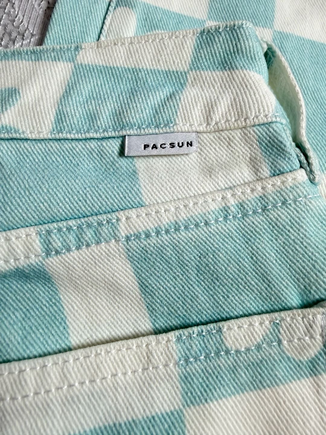 PacSun Y2K Checkered Daisy Print Carpenter Denim Pants 7