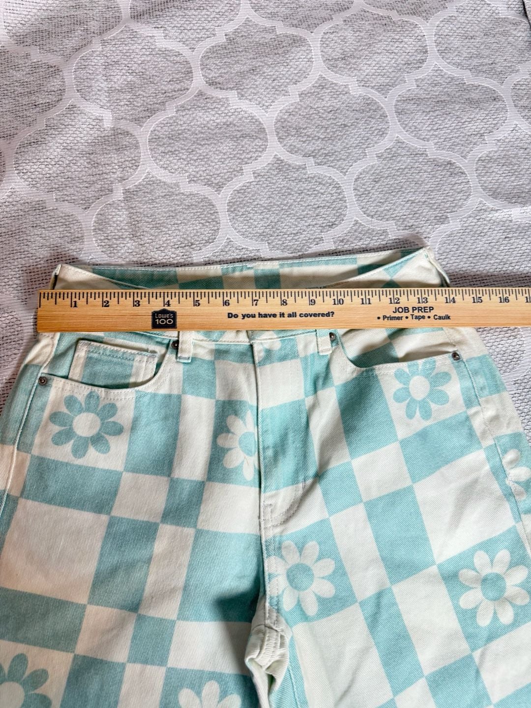 PacSun Y2K Checkered Daisy Print Carpenter Denim Pants 10