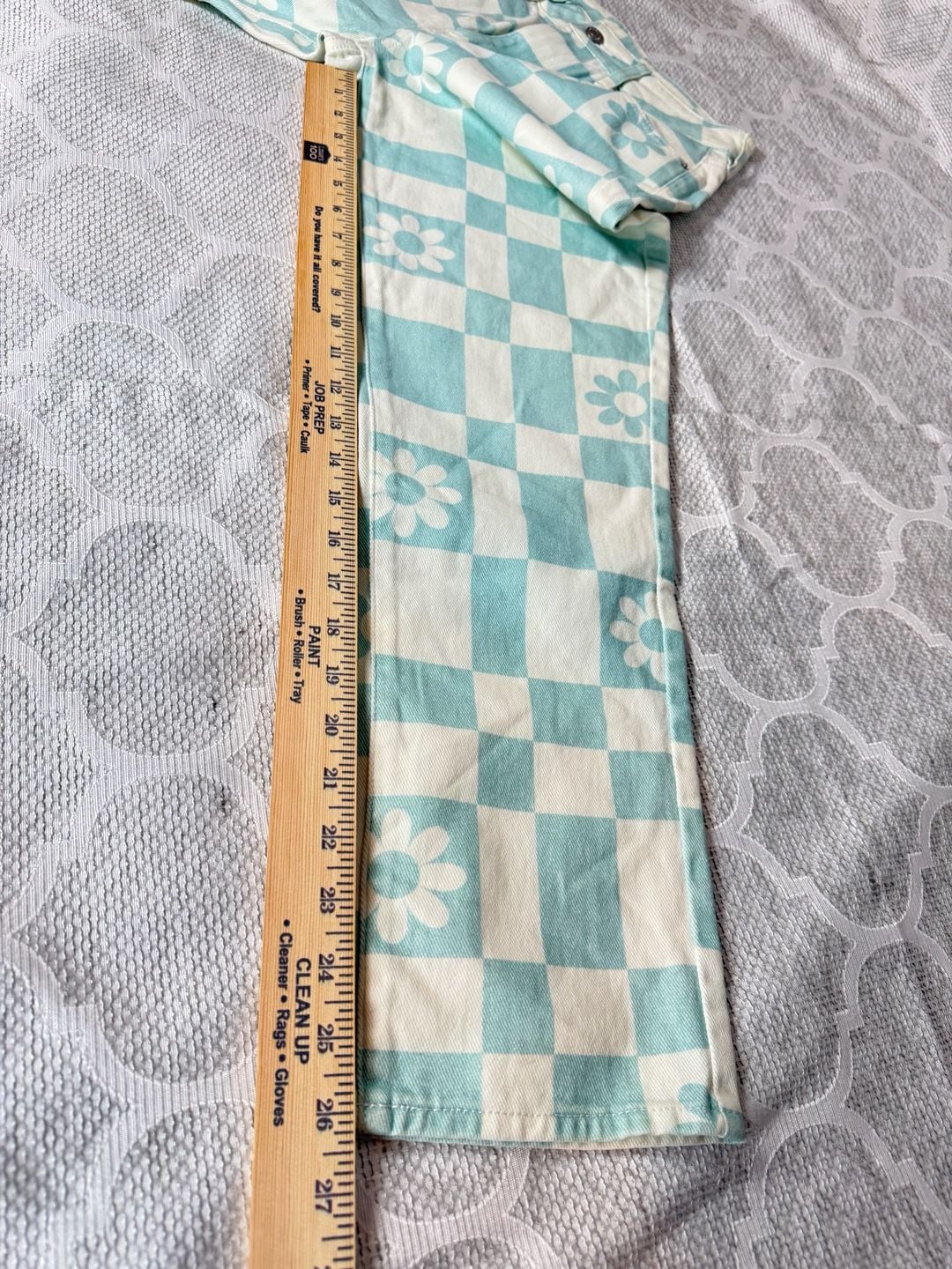 PacSun Y2K Checkered Daisy Print Carpenter Denim Pants 12