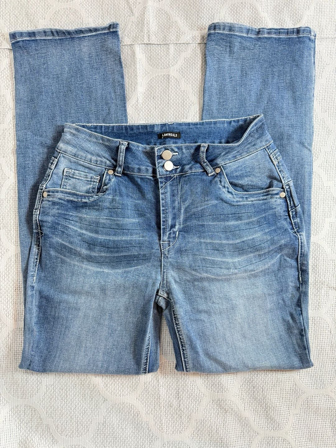 Flamingals Mid Rise Straight Leg Blue Jeans Size M 2