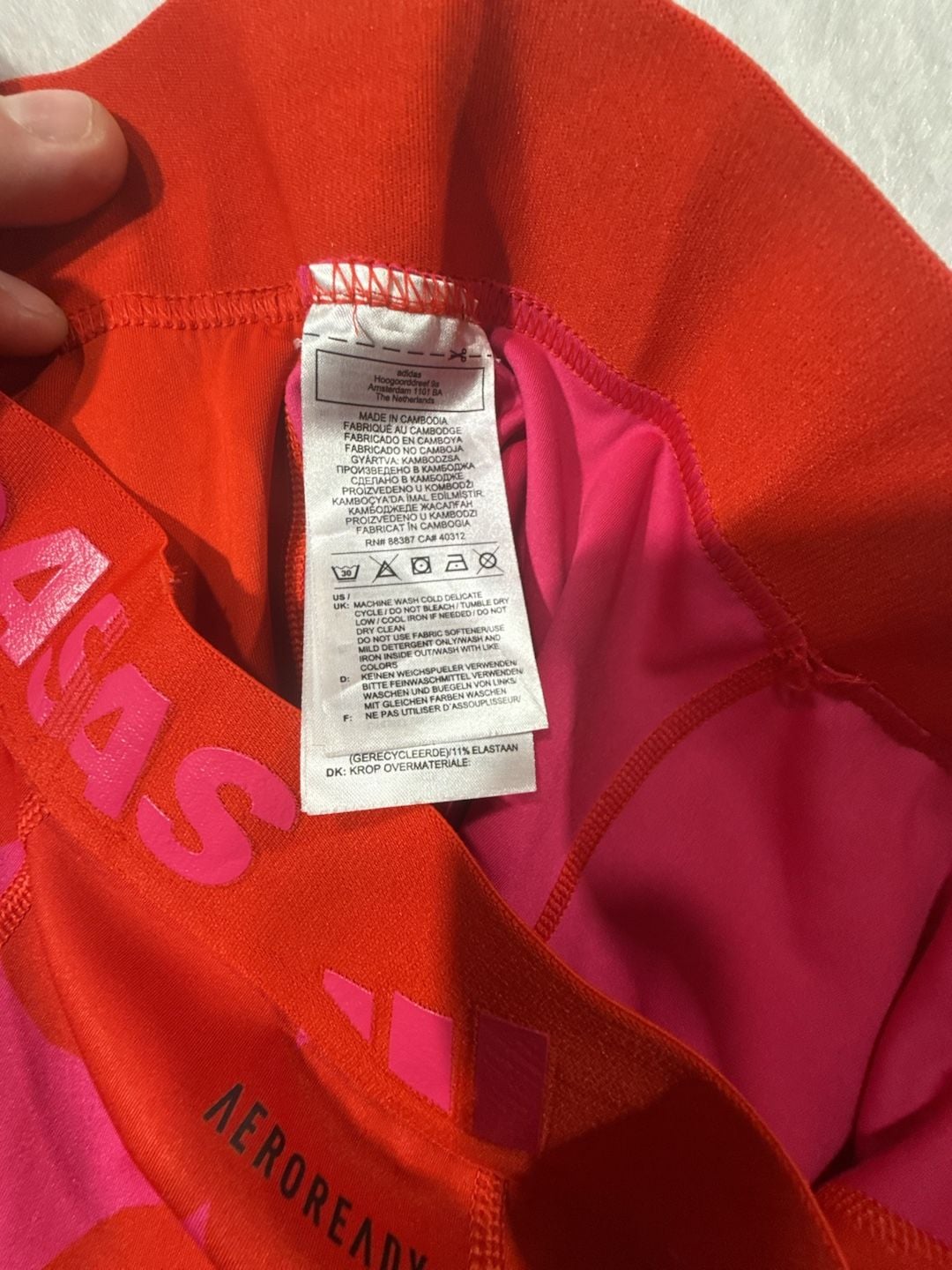 Adidas x Marimekko Techfit Leggings Size XL 14-15Y Red Pink 8