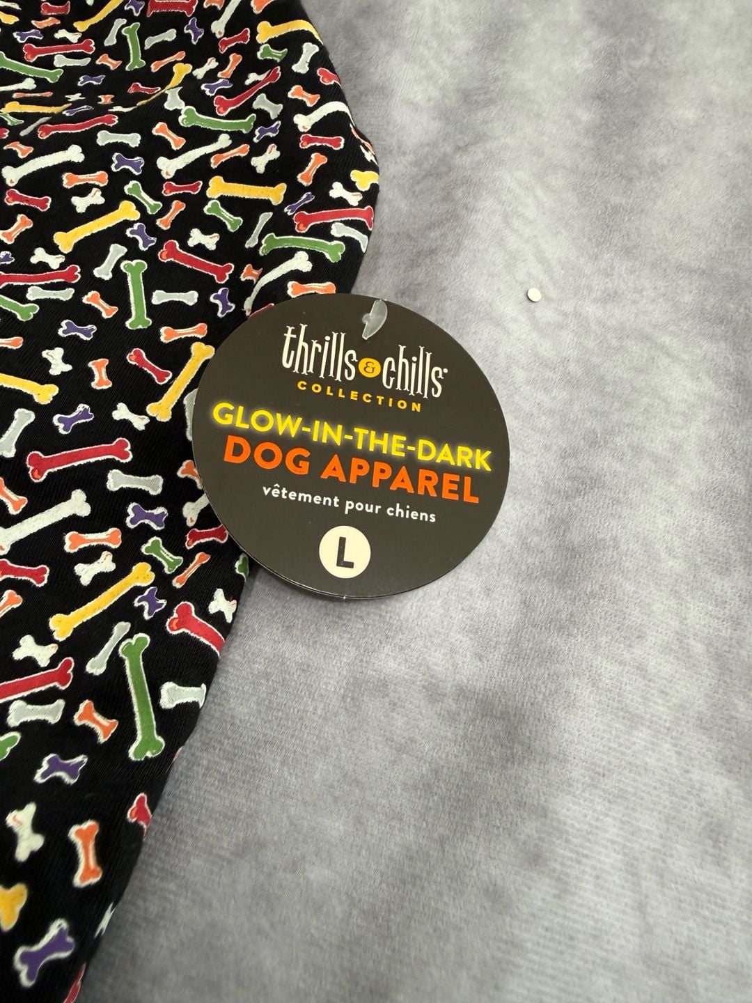 Thrills & Chills Glow-In-The-Dark Dog Apparel Size L Bones Pajamas 2