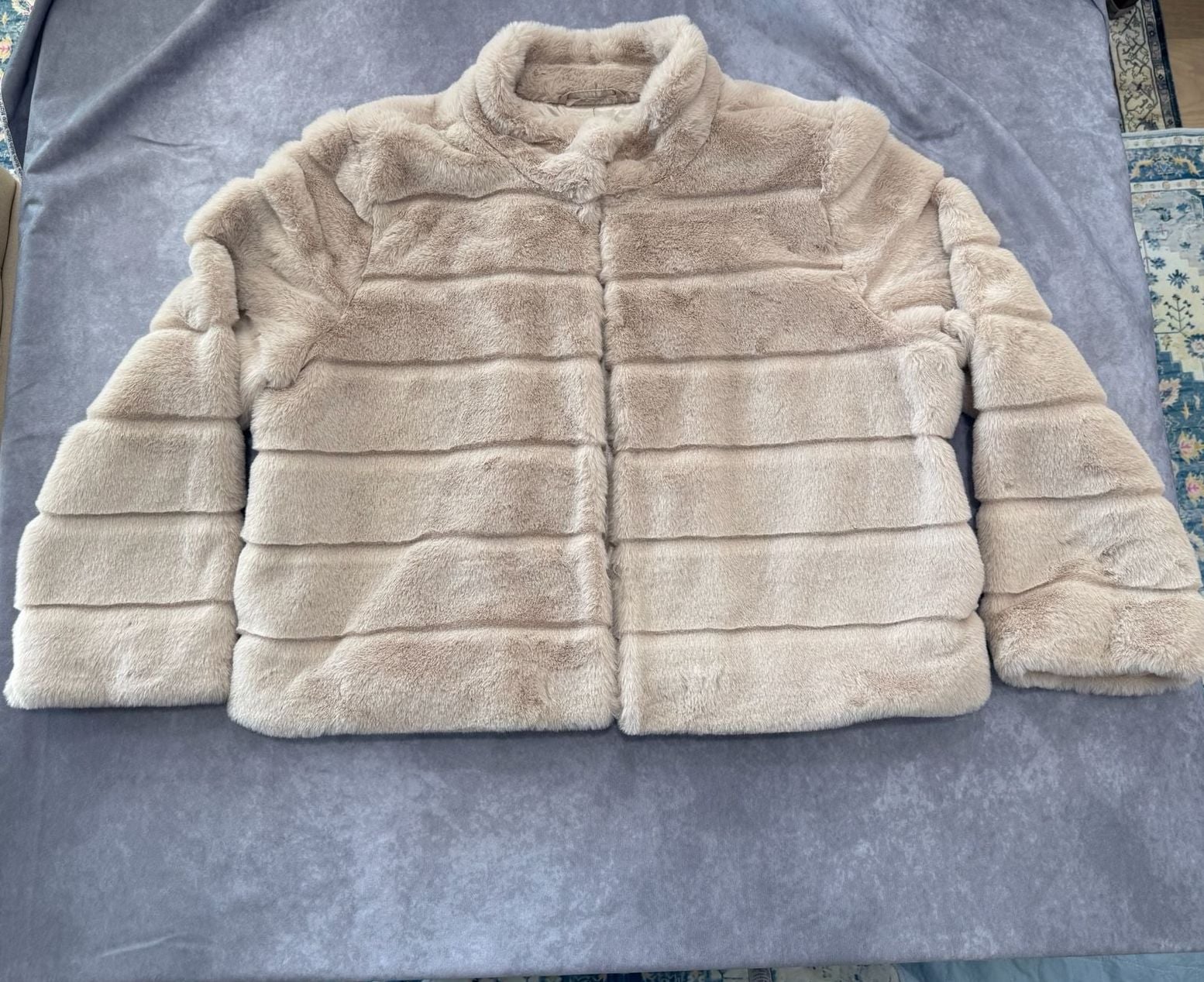 Marc New York Faux Fur Coat Size XL Beige Cropped Jacket 2