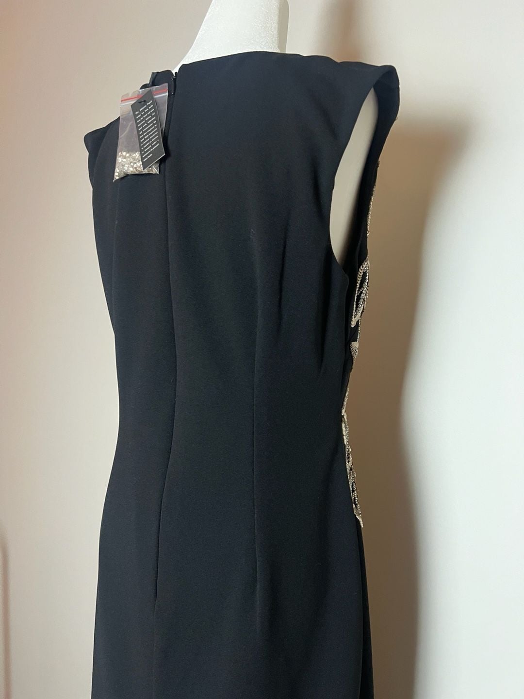 NWT Adrianna Papell Beaded Crepe Long Dress Size 10 Black 9