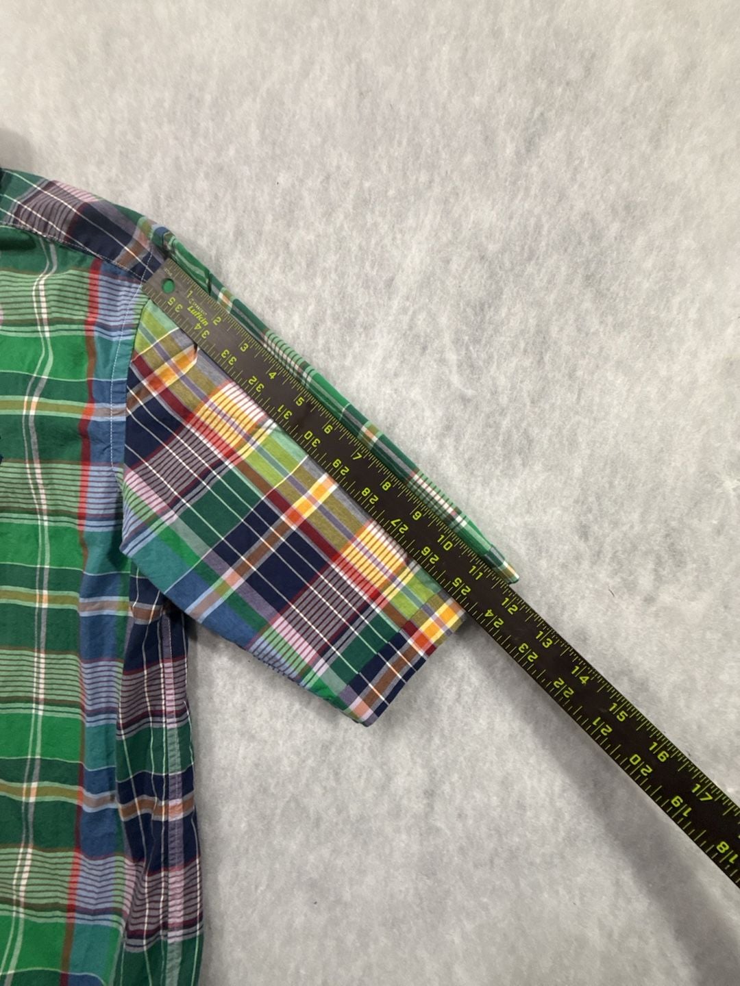 Polo Ralph Lauren Button Down Shirt Size L 14-16 Green Plaid Short Sleeve 6