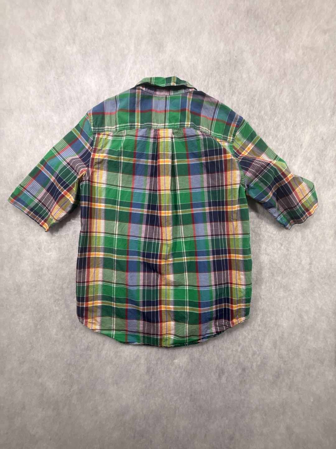 Polo Ralph Lauren Button Down Shirt Size L 14-16 Green Plaid Short Sleeve 7