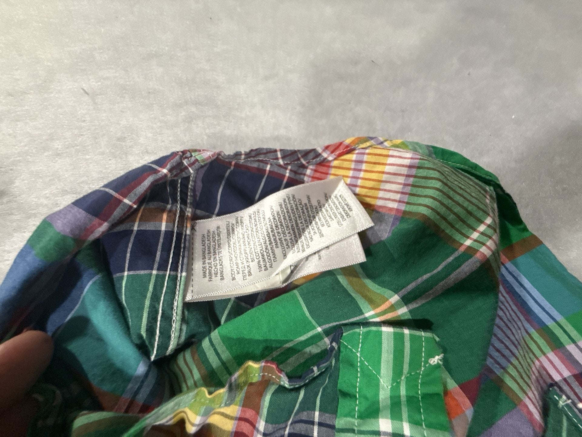 Polo Ralph Lauren Button Down Shirt Size L 14-16 Green Plaid Short Sleeve 8