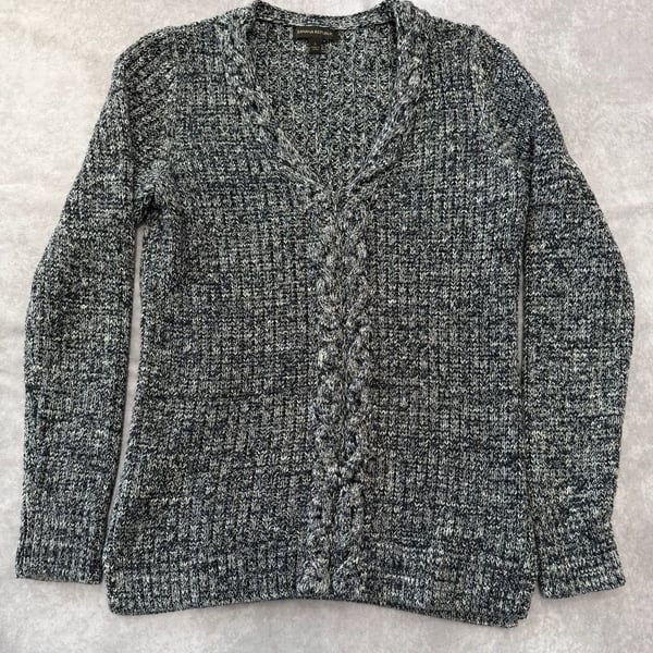 Banana Republic Sweater Size L Black White Marled Knit Pullover