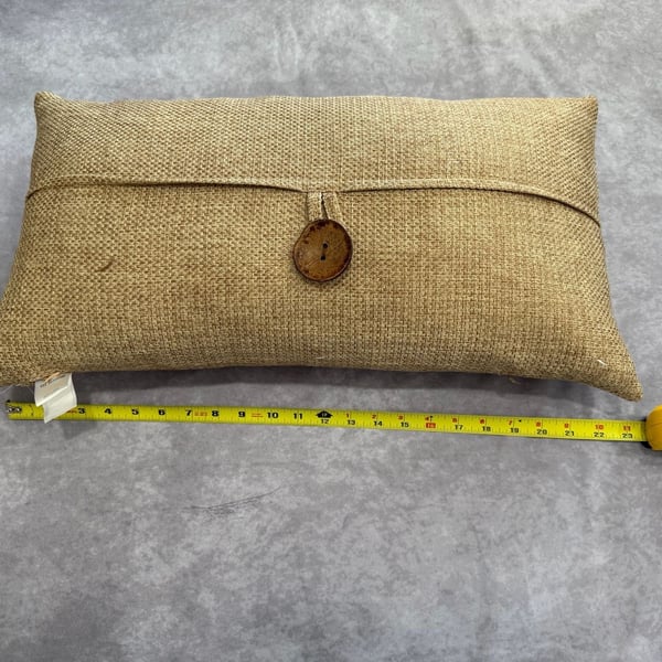 At Home Woven Jute Lumbar Pillow Size 11x21 Brown