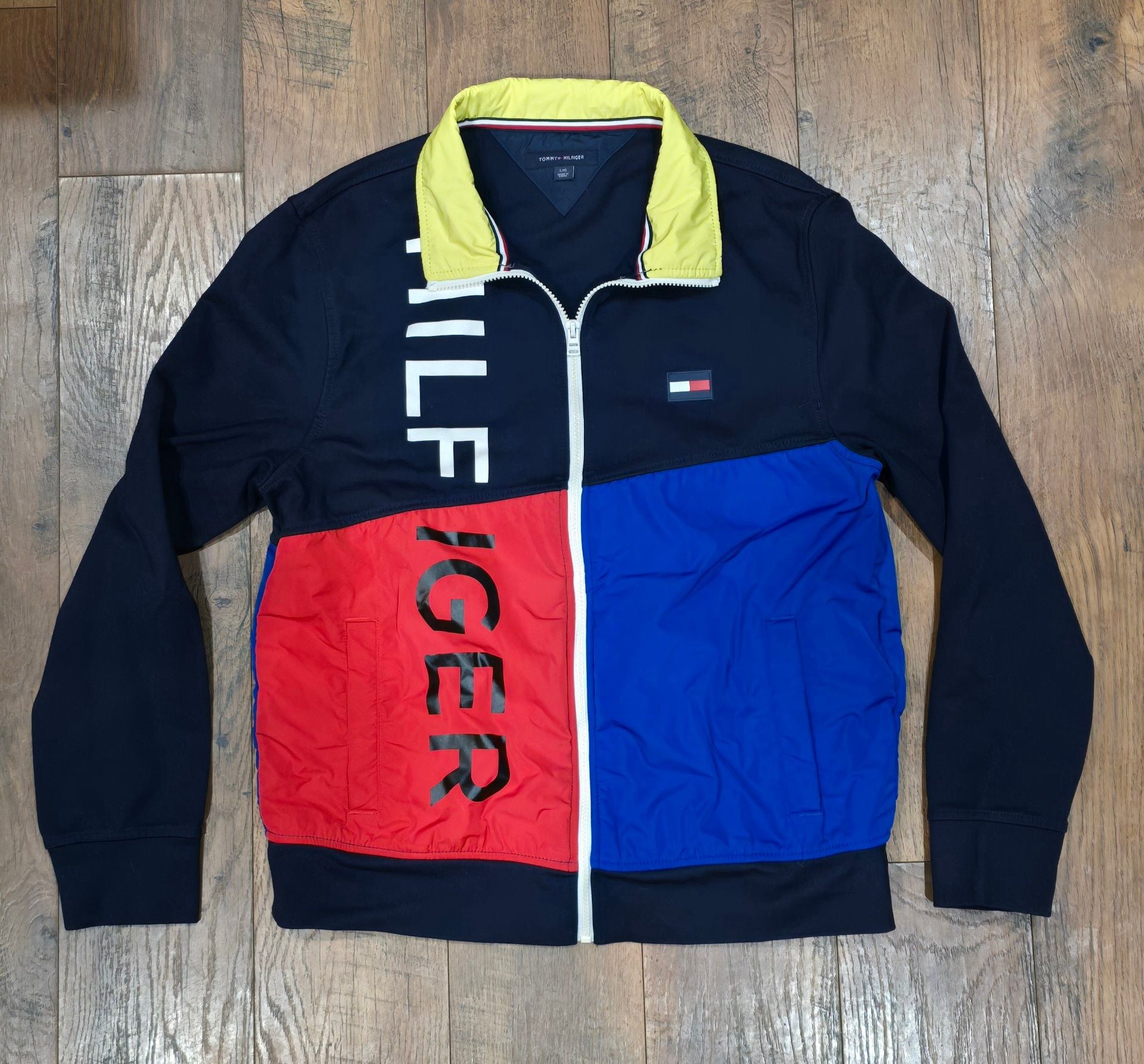 Tommy Hilfiger Full Zip Jacket Size L Color Block Spell Out 2