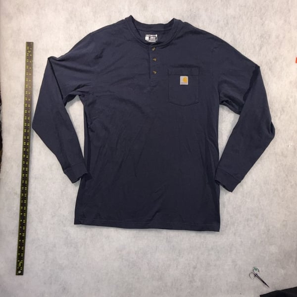 Carhartt Loose Fit Long Sleeve Henley Pocket Shirt Size L Tall Navy