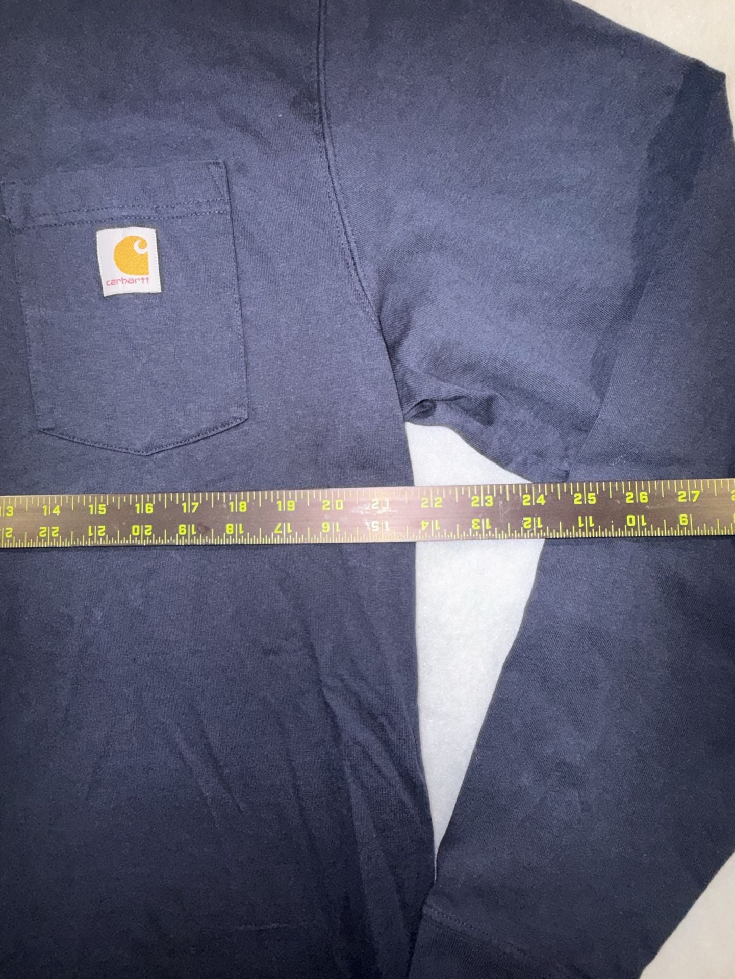 Carhartt Loose Fit Long Sleeve Henley Pocket Shirt Size L Tall Navy 5