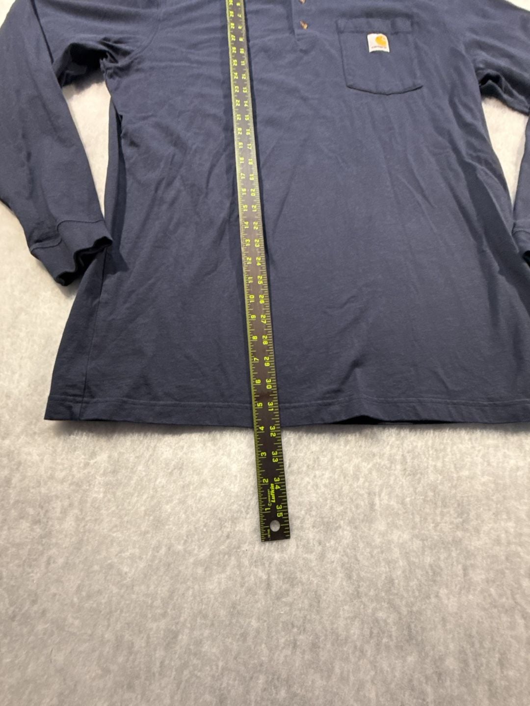 Carhartt Loose Fit Long Sleeve Henley Pocket Shirt Size L Tall Navy 6