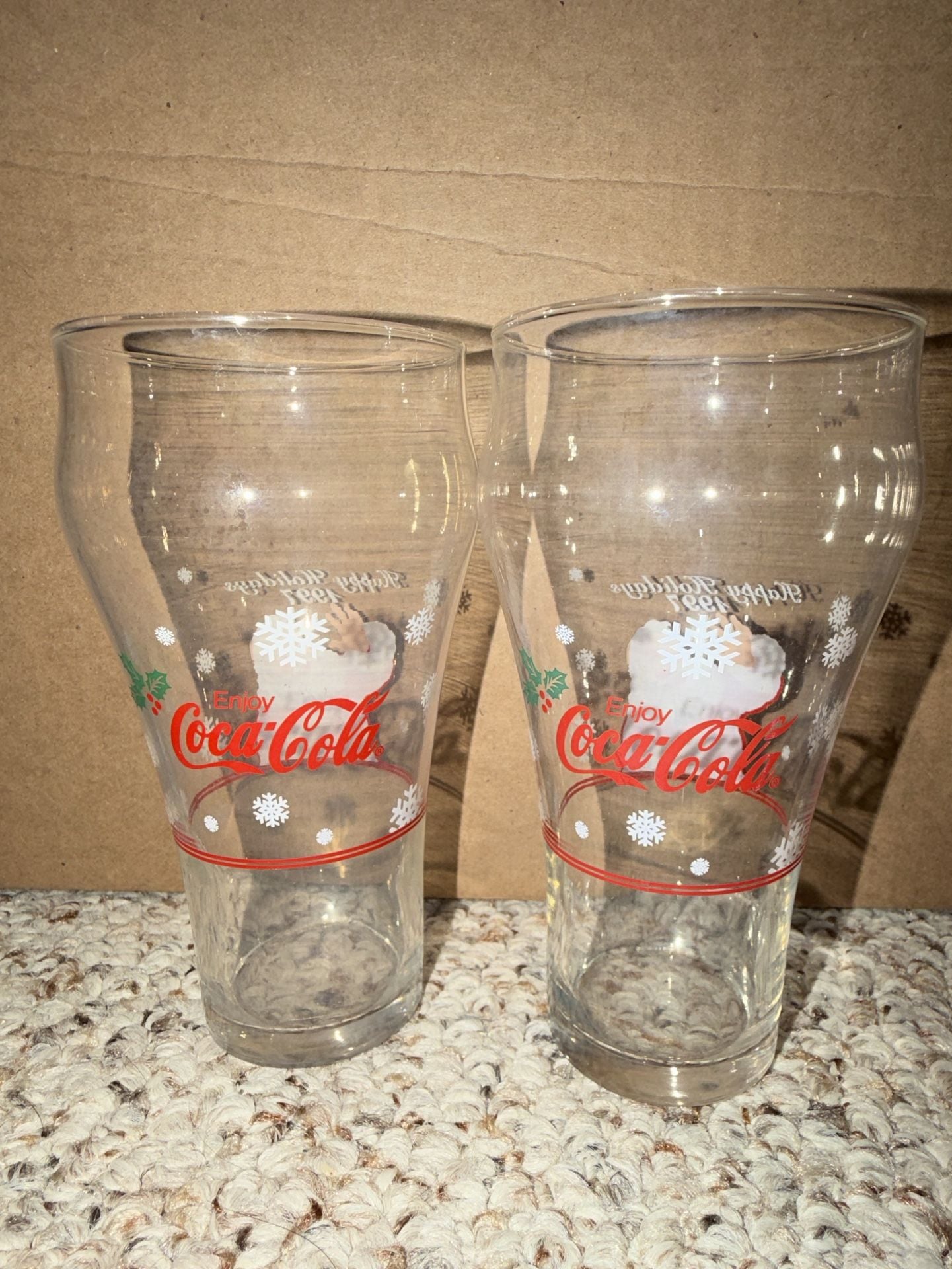 Coca-Cola 1997 Happy Holidays Santa Drinking Glasses Set of 2 2