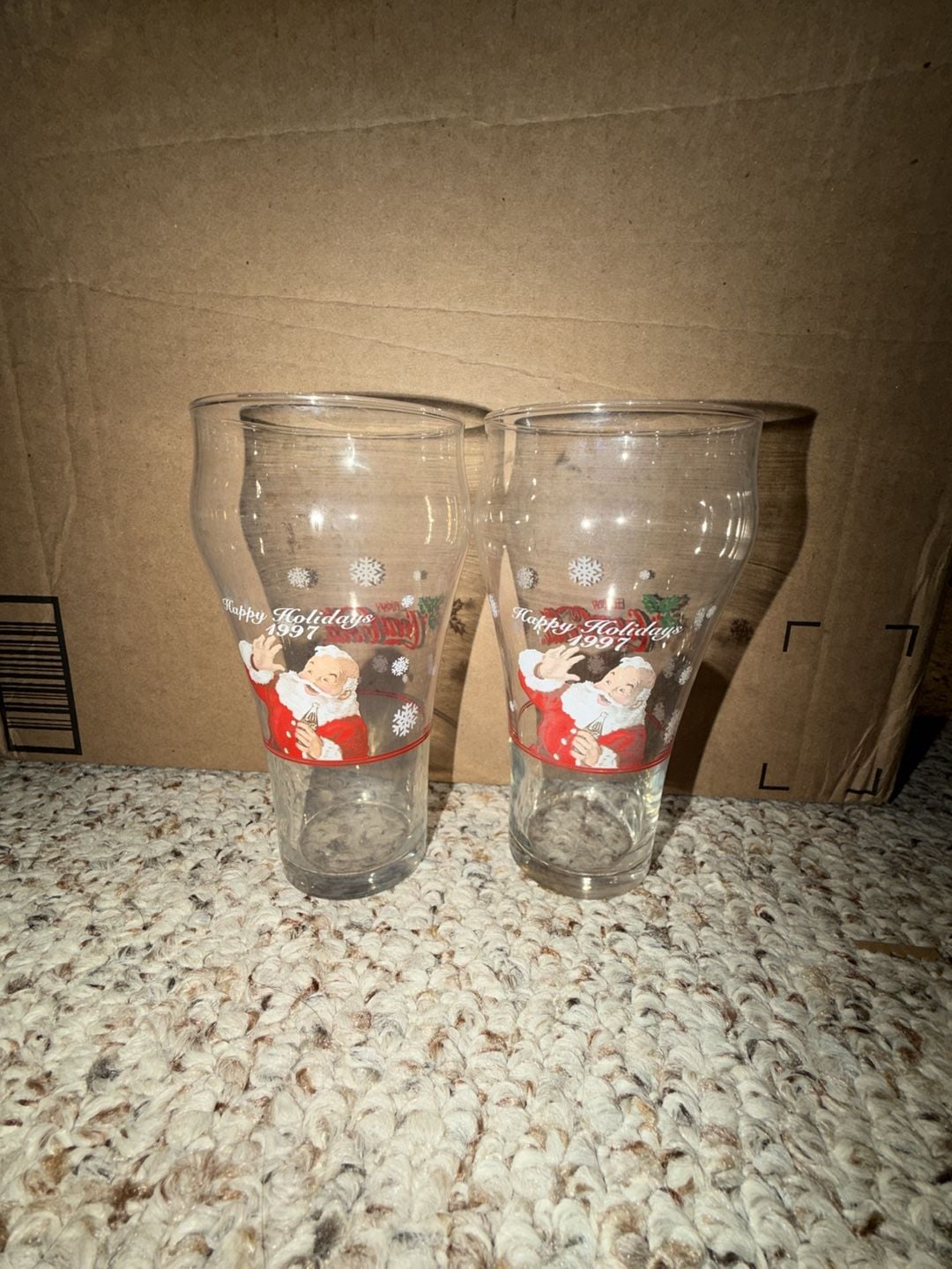 Coca-Cola 1997 Happy Holidays Santa Drinking Glasses Set of 2 3