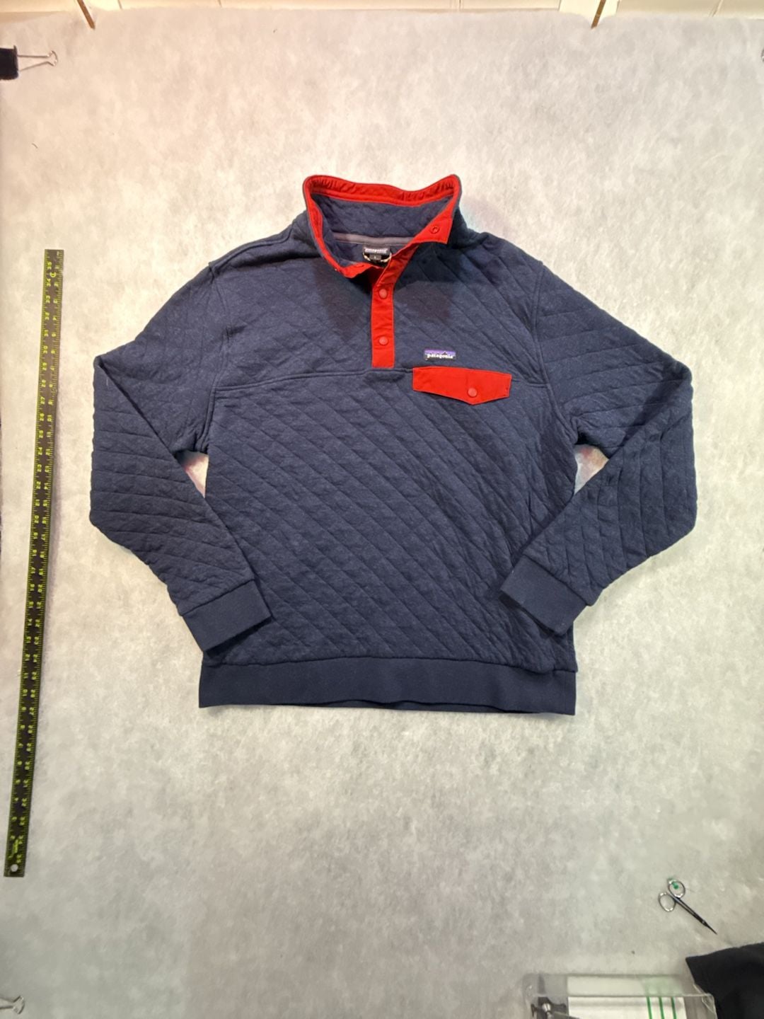 Patagonia Organic Cotton Quilt Snap-T Pullover Size L Navy Blue 2