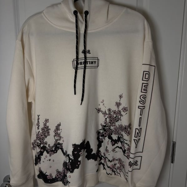 DESTINY Japanese Cherry Blossom Hoodie White Fleece