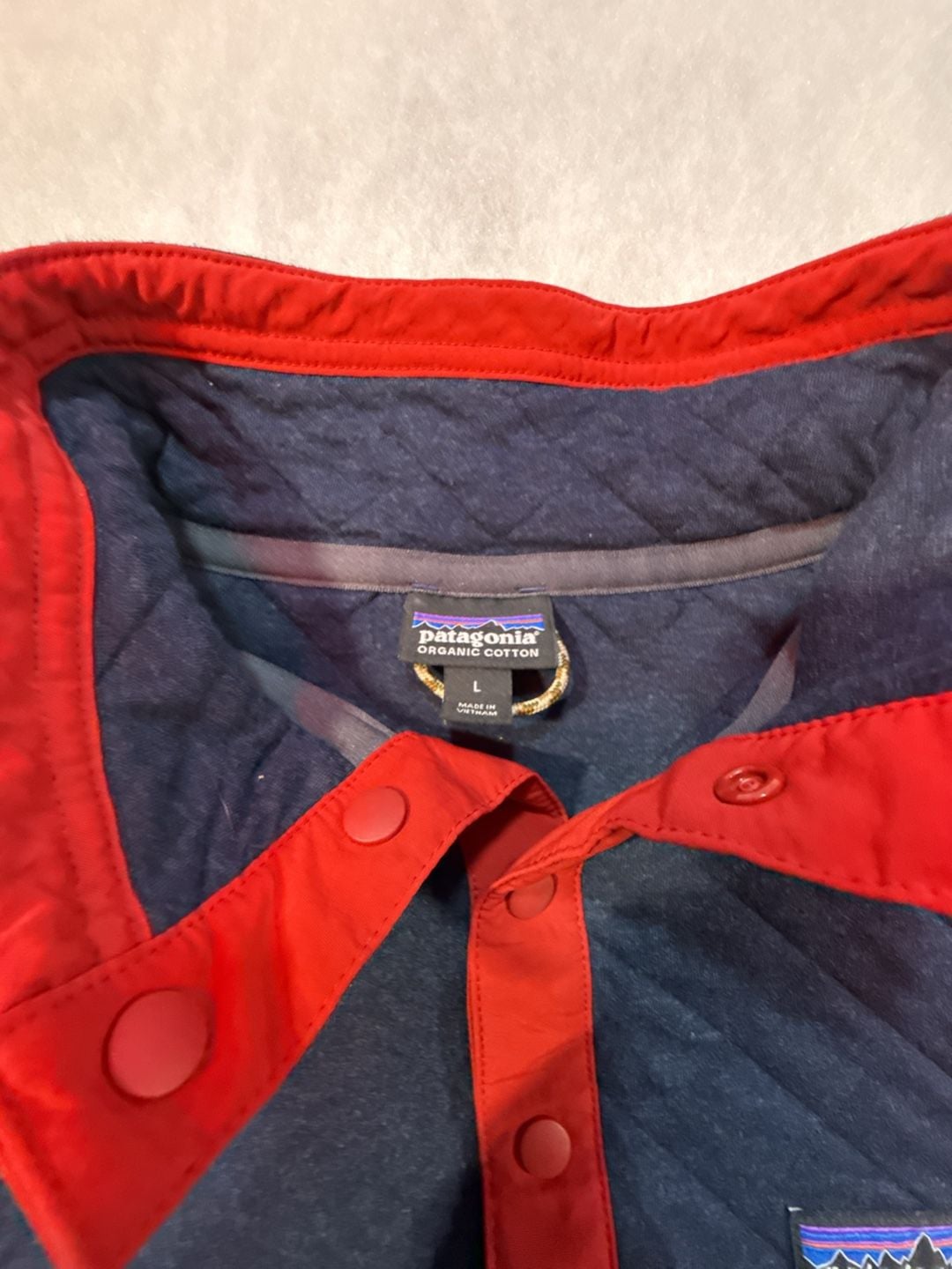 Patagonia Organic Cotton Quilt Snap-T Pullover Size L Navy Blue 4