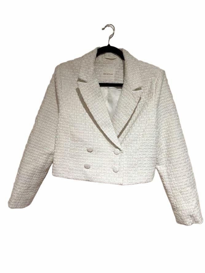 Avec Les Filles Double Breasted Cropped Jacket Size M White 2