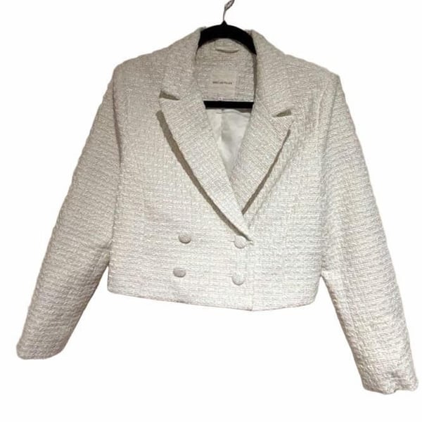 Avec Les Filles Double Breasted Cropped Jacket Size M White